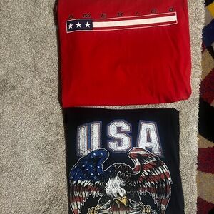 Red and Black Short Sleeve Tees with Patriotic Design